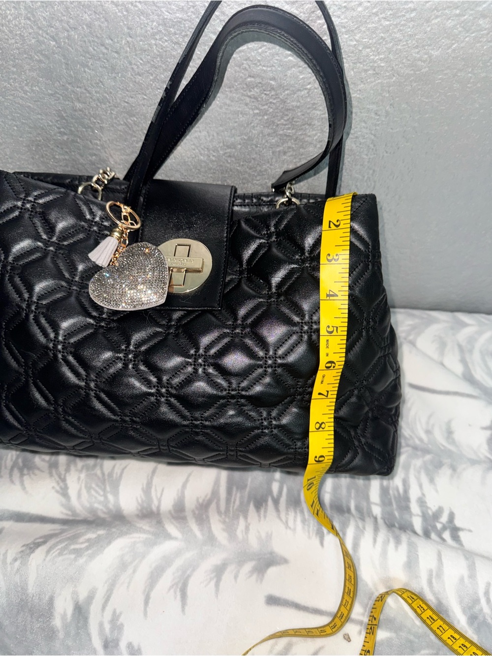 kate spade Black Quilted Shoulder Bag with Gold Hardware and Heart Charm - Picture 15 of 17